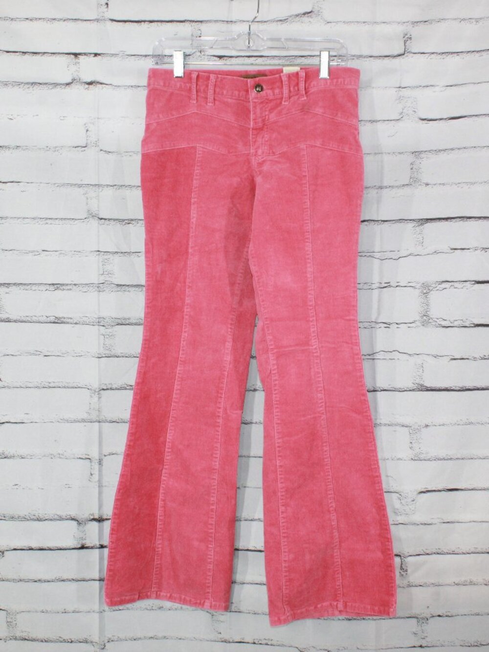 VTG XOXO Y2k Pink Bell Bottom Corduroy Pants Low Rise Stretch 7/8